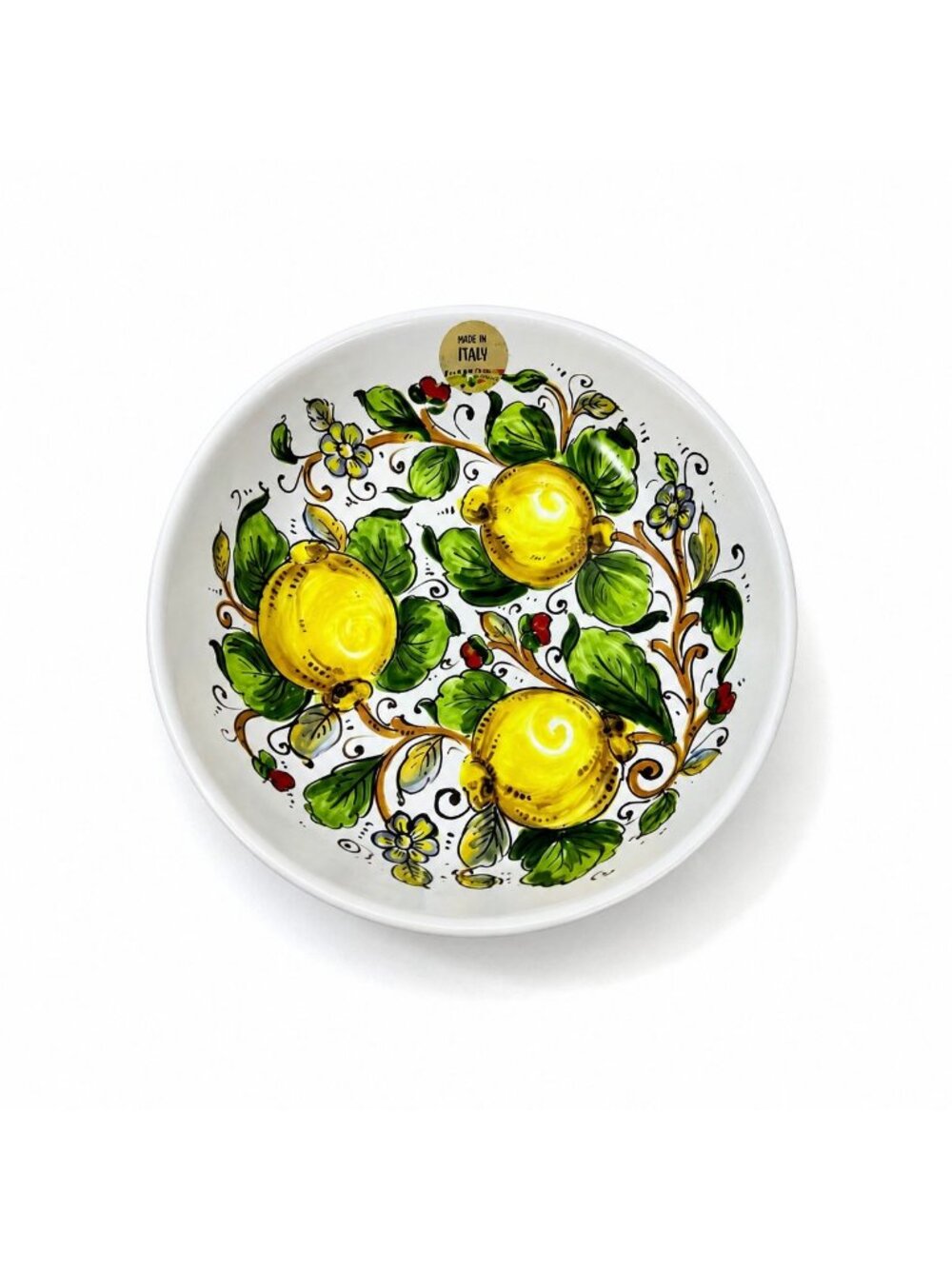 Pasta Bowl Italian Ceramic Nova Deruta Lemon Design Hand Painted & Decal 11 1/4”